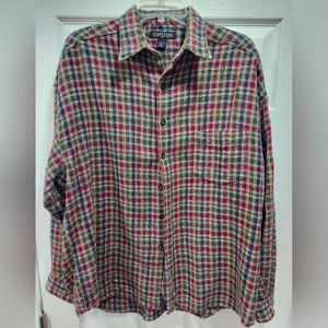 Vintage 90s Structure heavy weave button up. XL, distress. 1950s style